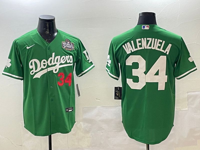 Men Los Angeles Dodgers #34 Valenzuela Green Fashion 2025 Nike MLB Jersey style 2->los angeles dodgers->MLB Jersey